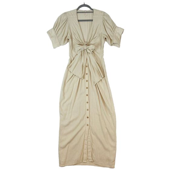 Free People Dresses & Skirts - Free People‎ Vintage Summer Midi Dress Women's Sz XS Beige Neutral Coastal